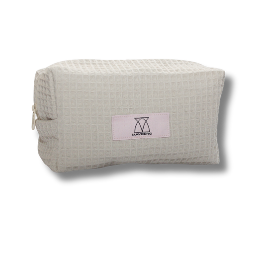 Beautybag aus Waffelpique in Beige
