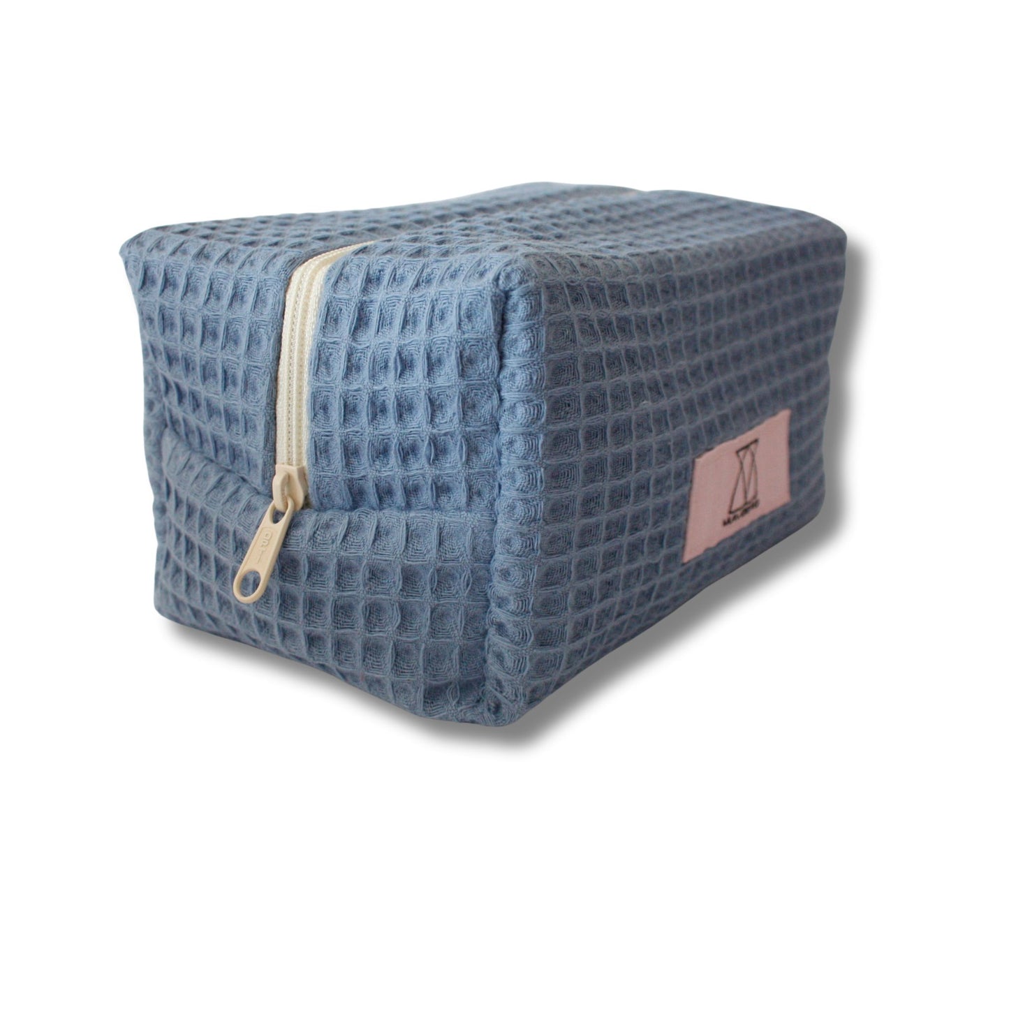 Beautybag/Kosmetiktasche aus Waffelpique in Taubenblau handgefertigte Kosmetiktasche, stilvolles Design, perfekte Aufbewahrung für die Handtasche, langlebig, praktischer Organizer für Kosmetikartikel