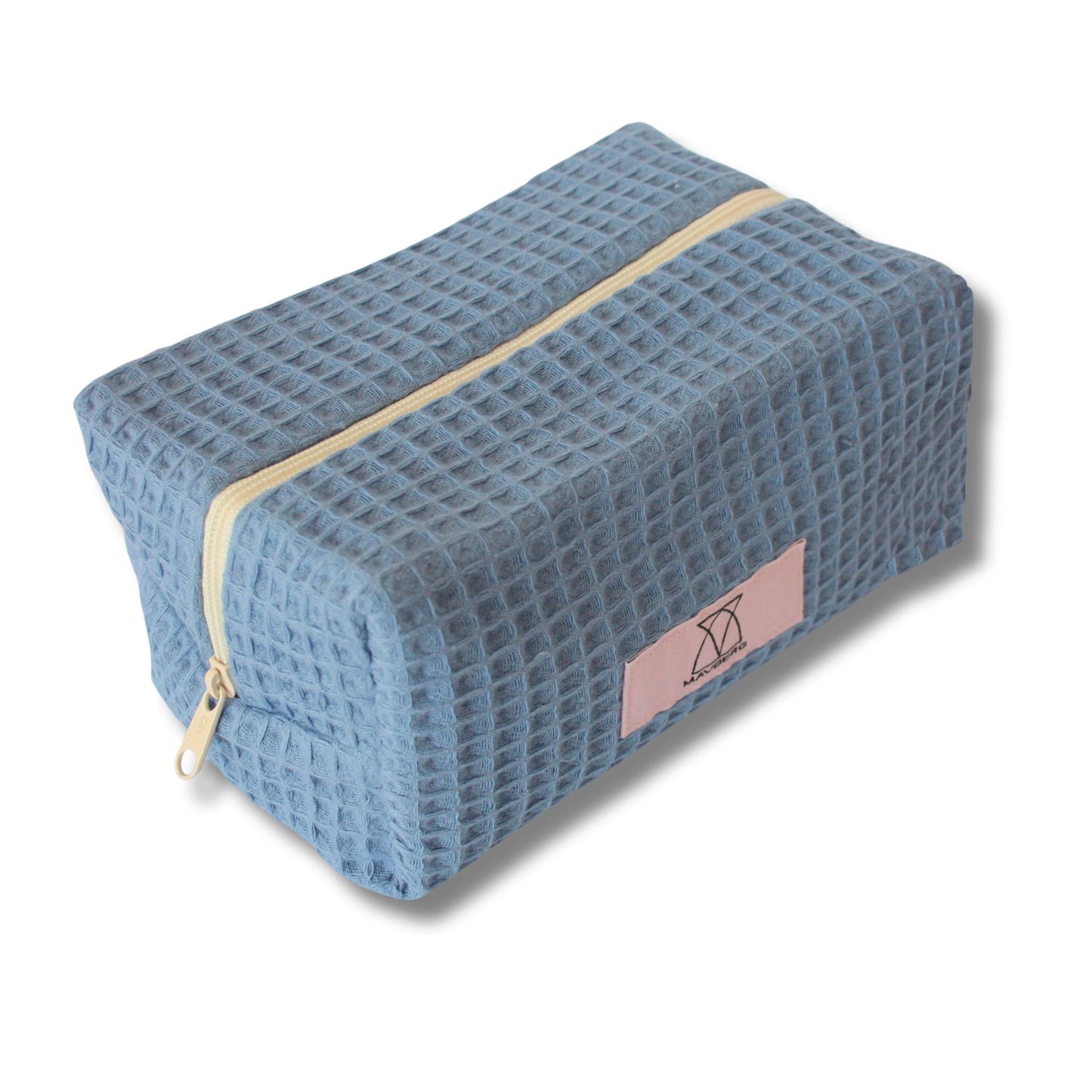 Beautybag/Kosmetiktasche aus Waffelpique in Taubenblau handgefertigte Kosmetiktasche, stilvolles Design, perfekte Aufbewahrung für die Handtasche, langlebig, praktischer Organizer für Kosmetikartikel