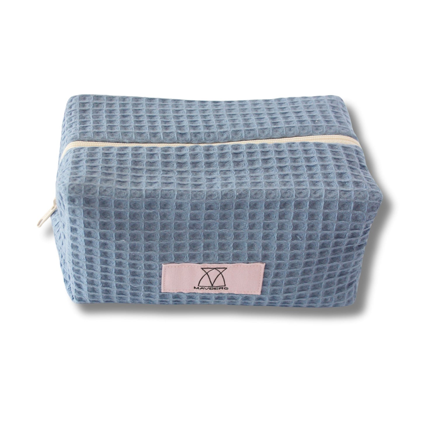 Beautybag/Kosmetiktasche aus Waffelpique in Taubenblau handgefertigte Kosmetiktasche, stilvolles Design, perfekte Aufbewahrung für die Handtasche, langlebig, praktischer Organizer für Kosmetikartikel
