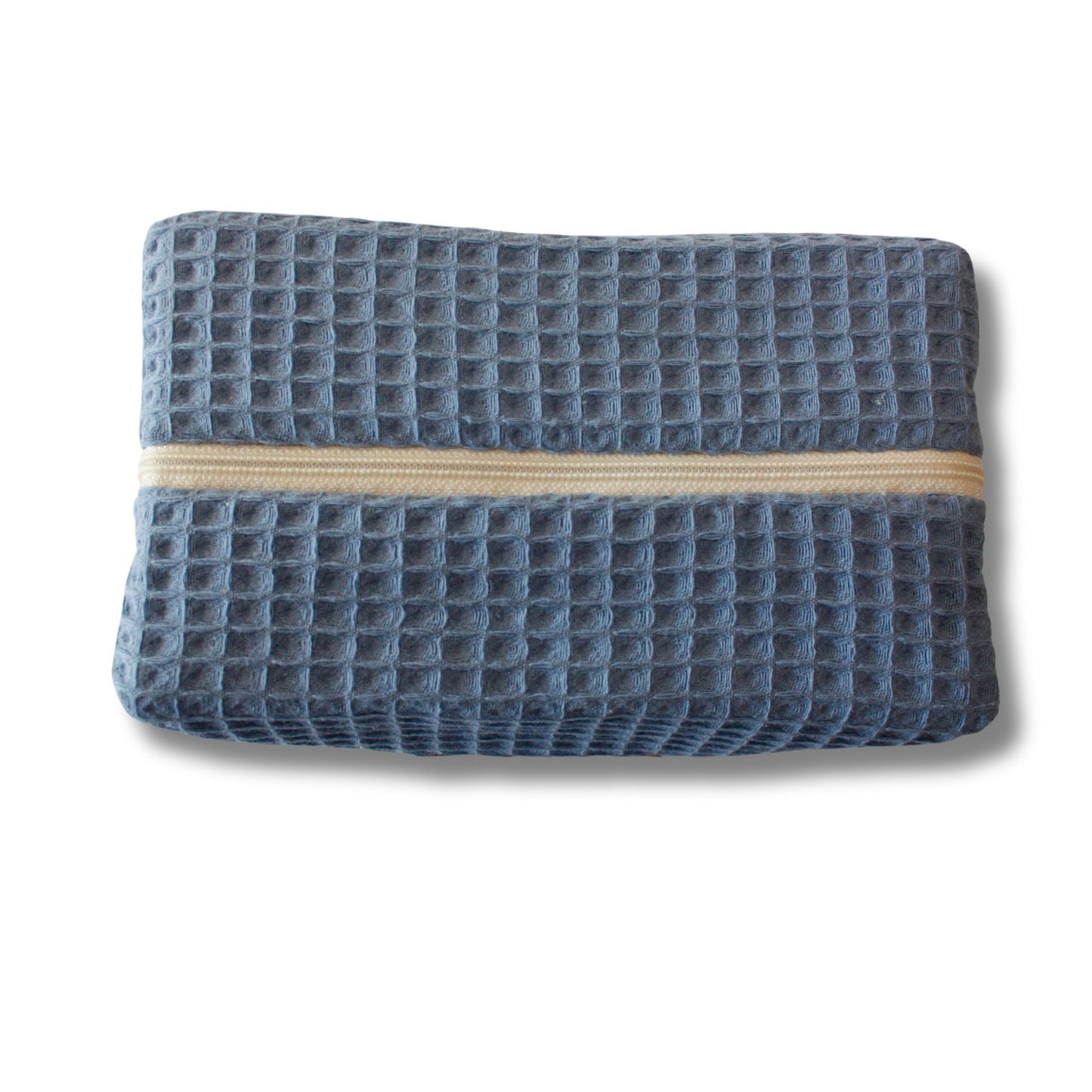 Beautybag/Kosmetiktasche aus Waffelpique in Taubenblau handgefertigte Kosmetiktasche, stilvolles Design, perfekte Aufbewahrung für die Handtasche, langlebig, praktischer Organizer für Kosmetikartikel