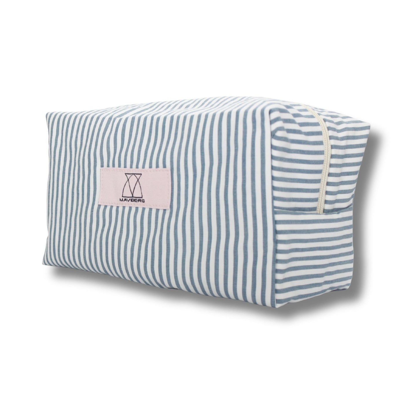 Hemd-Upcycling Beautybag blau-weiß gestreift