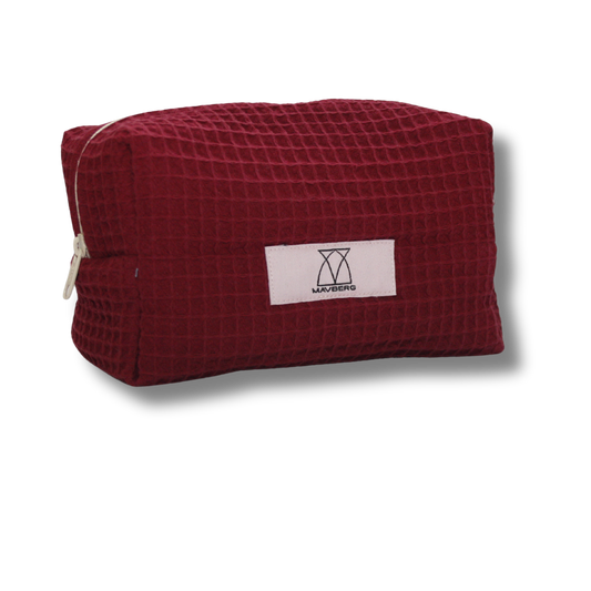 Beautybag aus Waffelpique in Beerenrot