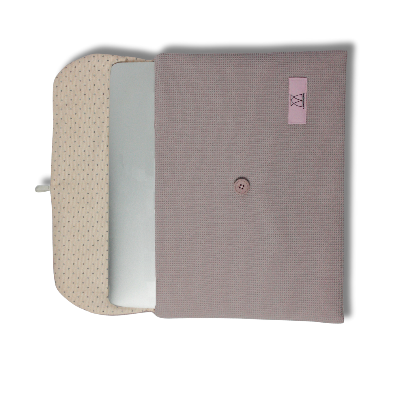 Laptop-/Tablethülle mit Knopfverschluss - Waffelpique