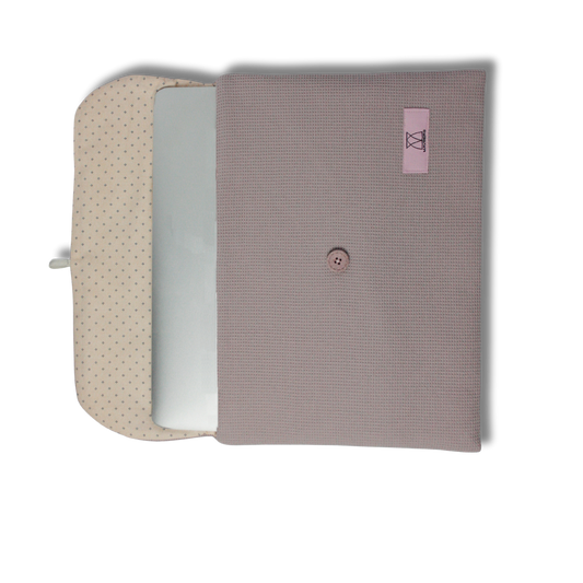 Laptop-/Tablethülle mit Knopfverschluss - Waffelpique