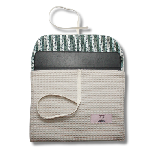 Laptop-/Tablethülle mit Schleife - Waffelpique beige