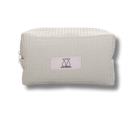 Beautybag aus Waffelpique in Beige