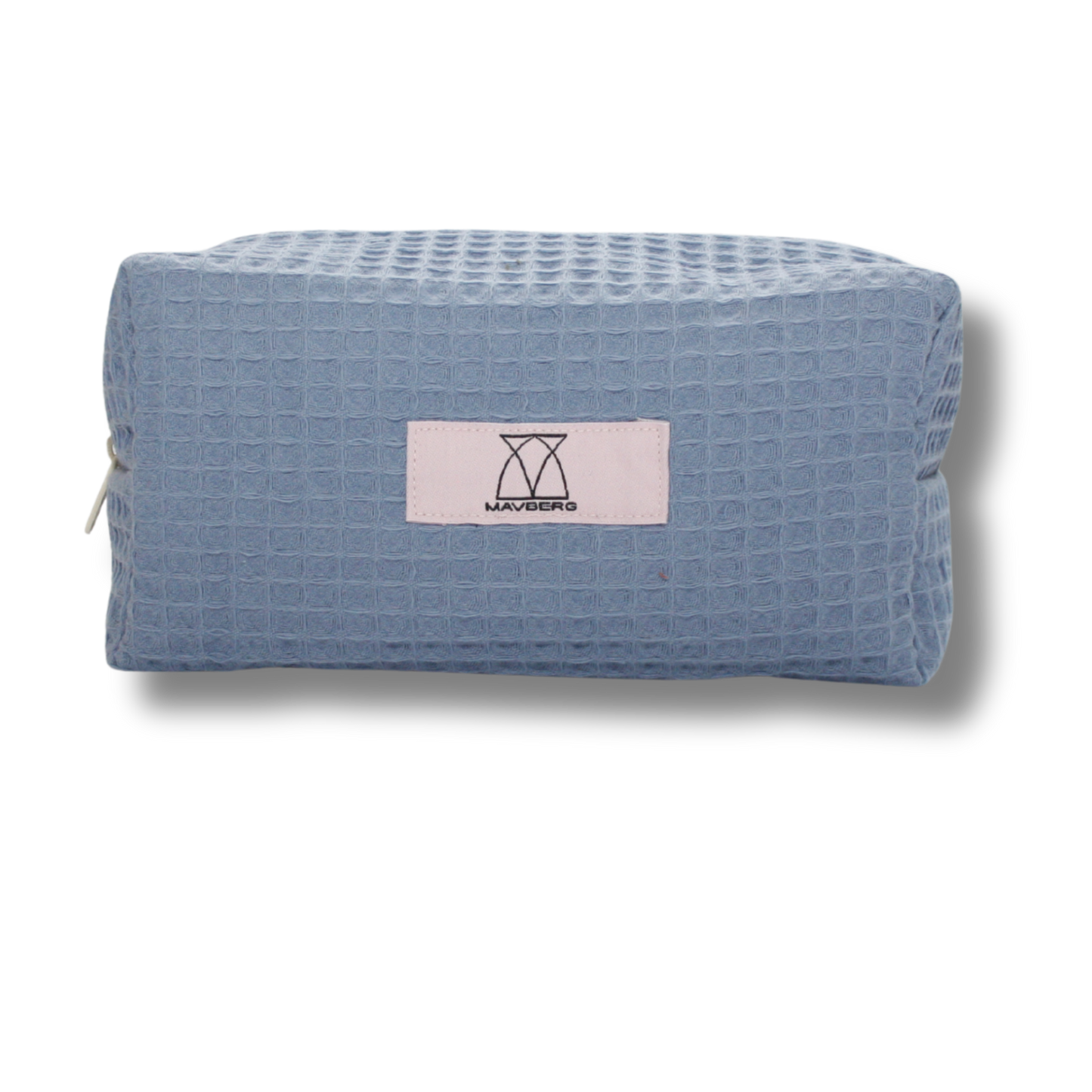 Beautybag aus Waffelpique in Taubenblau