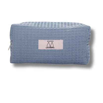 Beautybag aus Waffelpique in Taubenblau