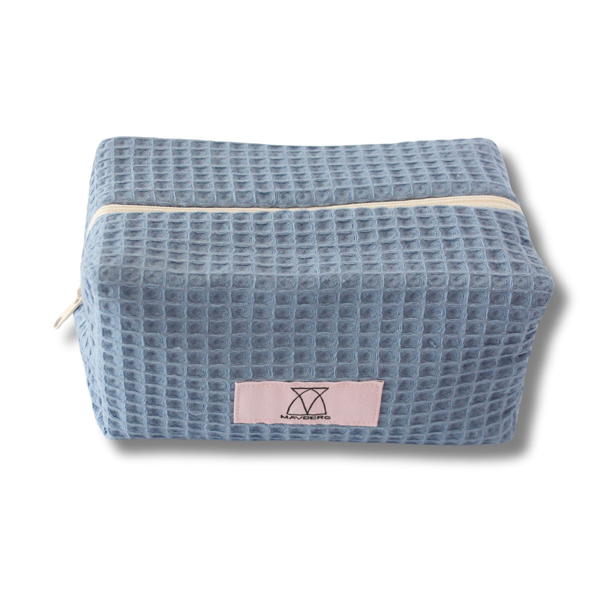 Beautybag/Kosmetiktasche aus Waffelpique in Taubenblau handgefertigte Kosmetiktasche, stilvolles  Design, perfekte Aufbewahrung für die  Handtasche, langlebig, praktischer Organizer für Kosmetikartikel