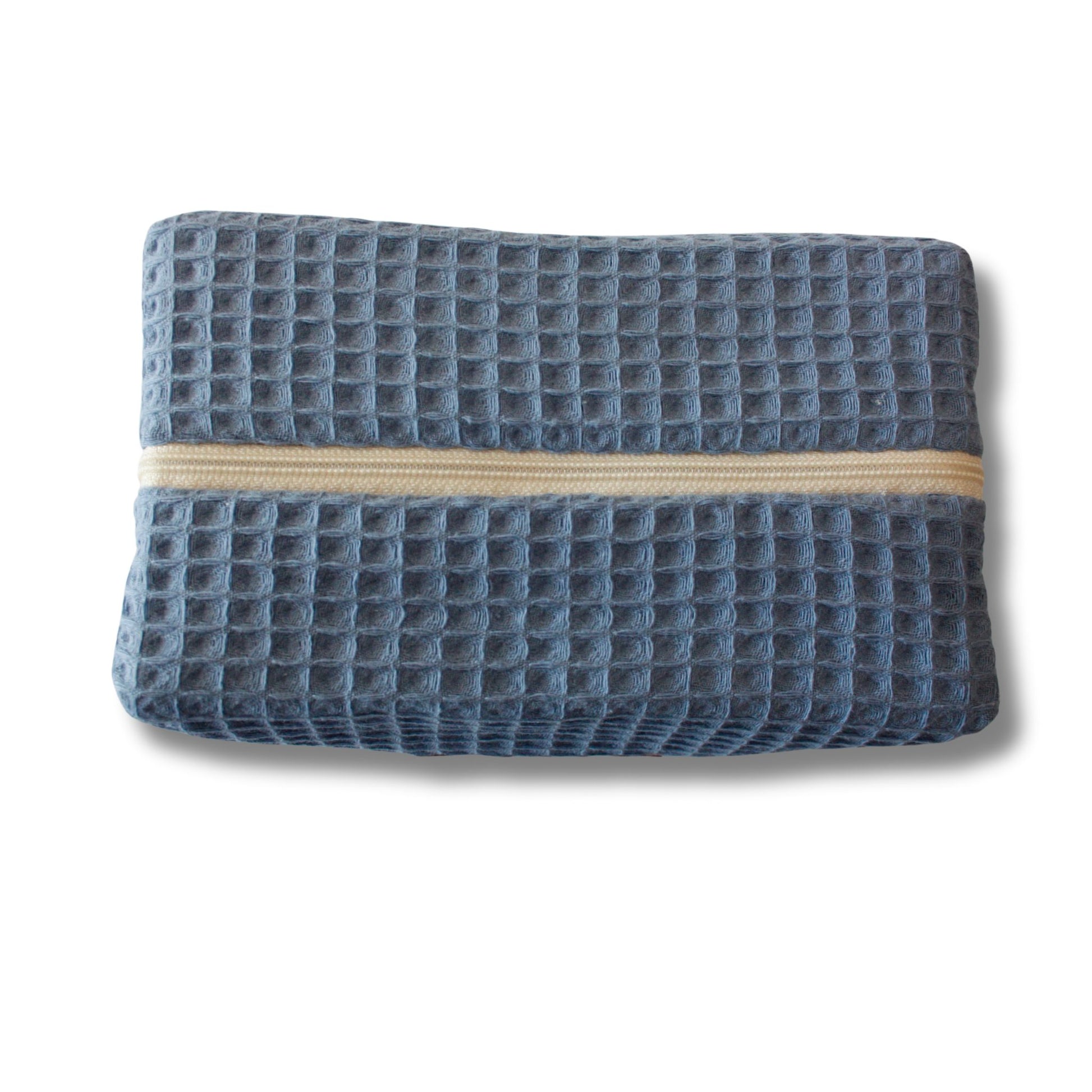 Beautybag/Kosmetiktasche aus Waffelpique in Taubenblau handgefertigte Kosmetiktasche, stilvolles  Design, perfekte Aufbewahrung für die  Handtasche, langlebig, praktischer Organizer für Kosmetikartikel