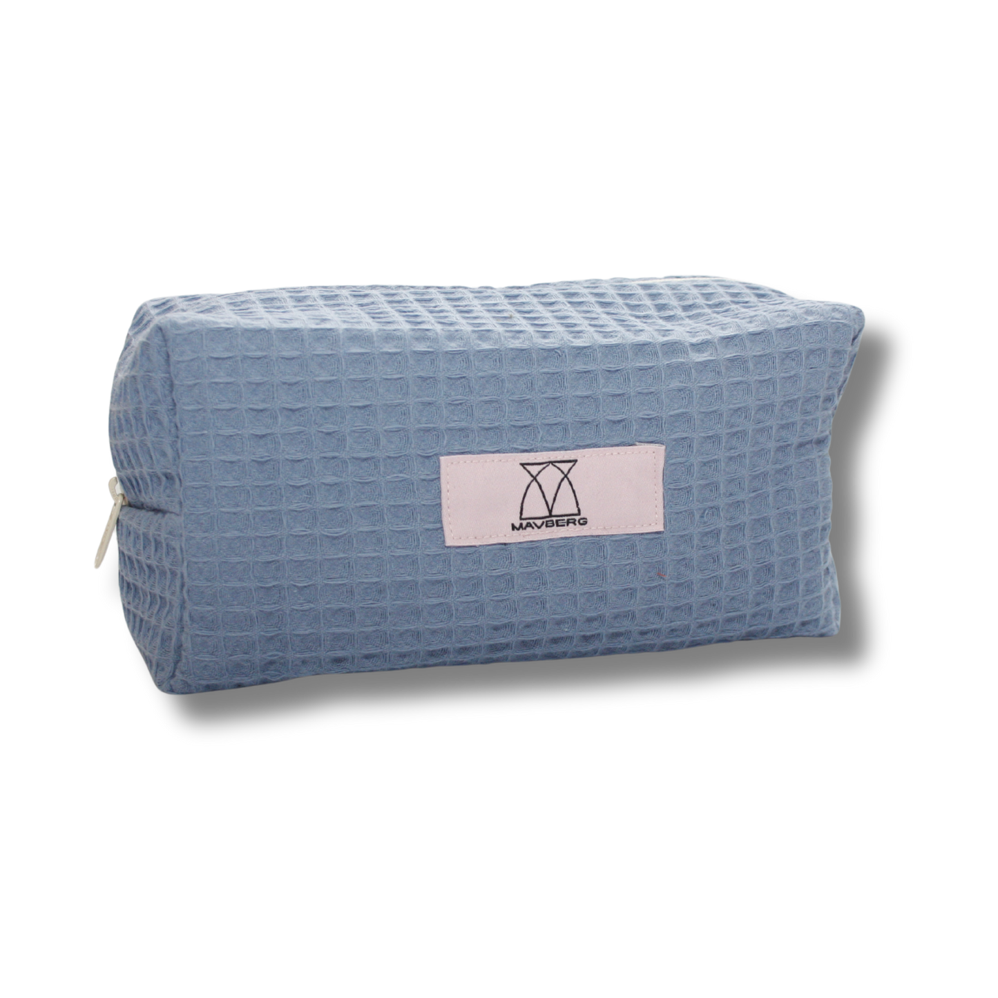Beautybag aus Waffelpique in Taubenblau