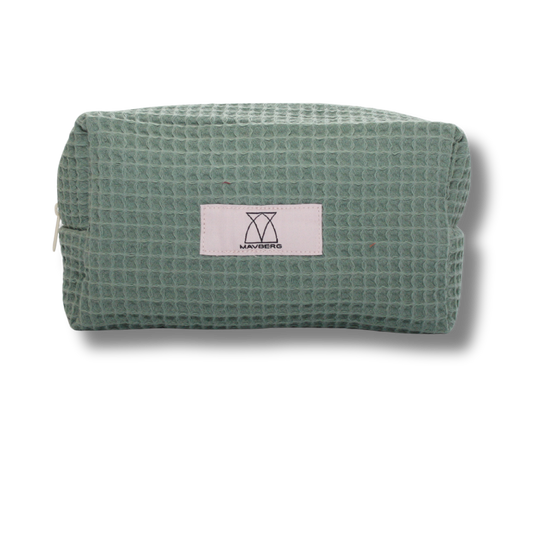 Beautybag aus Waffelpique in Salbei