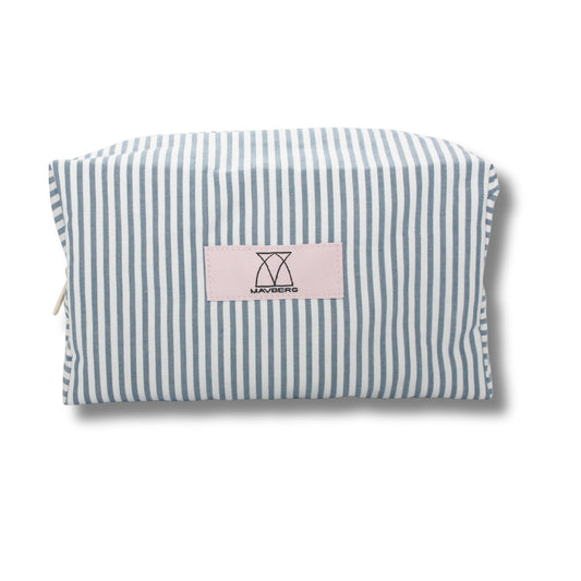 Hemd-Upcycling Beautybag blau-weiß gestreift