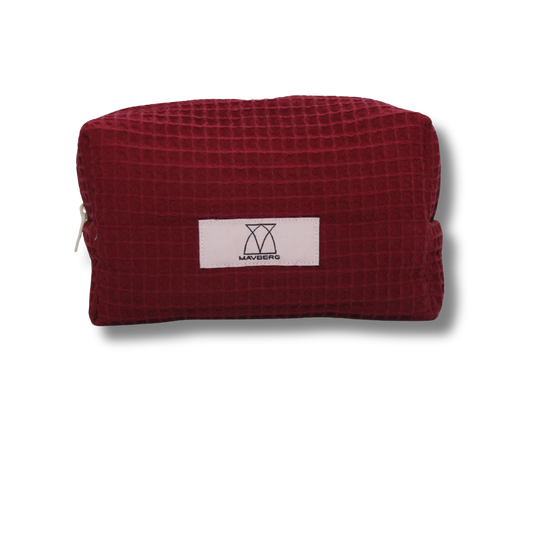 Beautybag aus Waffelpique in Beerenrot