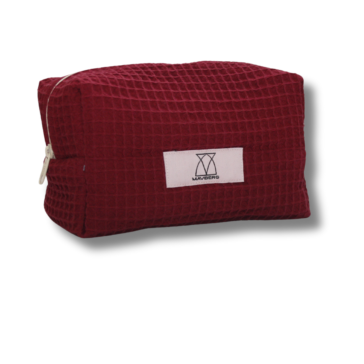 Beautybag aus Waffelpique in Beerenrot