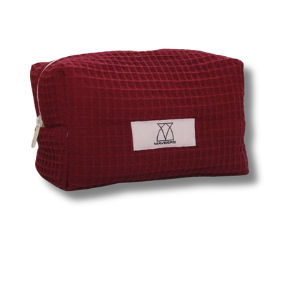 Beautybag aus Waffelpique in Beerenrot