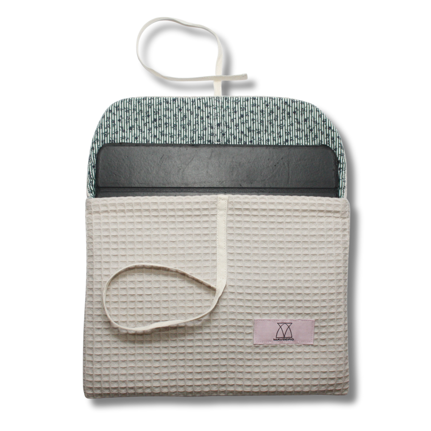 Laptop-/Tablethülle mit Schleife -  Waffelpique beige