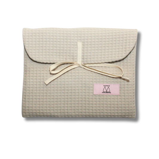 Laptop-/Tablethülle mit Schleife -  Waffelpique beige