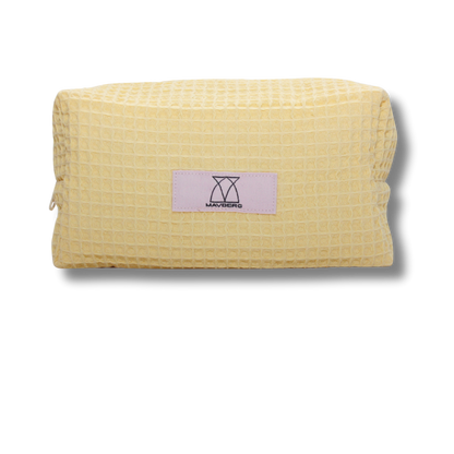 Beautybag aus Waffelpique in Buttergelb